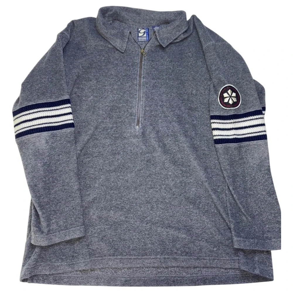 Gap Pro Series 1/4 Zip Fleece Pullover Mens XL Gray VTG Gorpcore Striped Tech